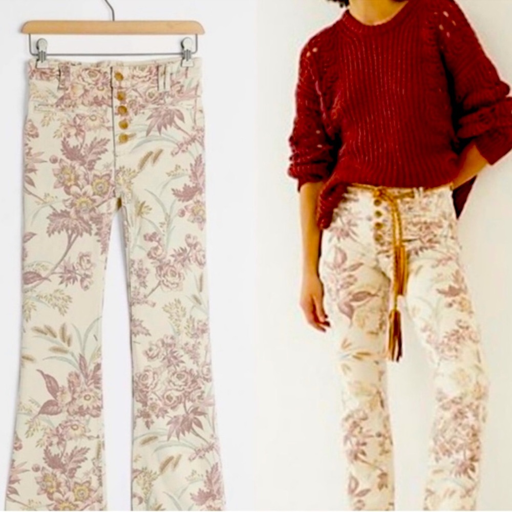 NWT Anthropologie Pilcro and Letterpress high rise trouser bootcut pants Floral